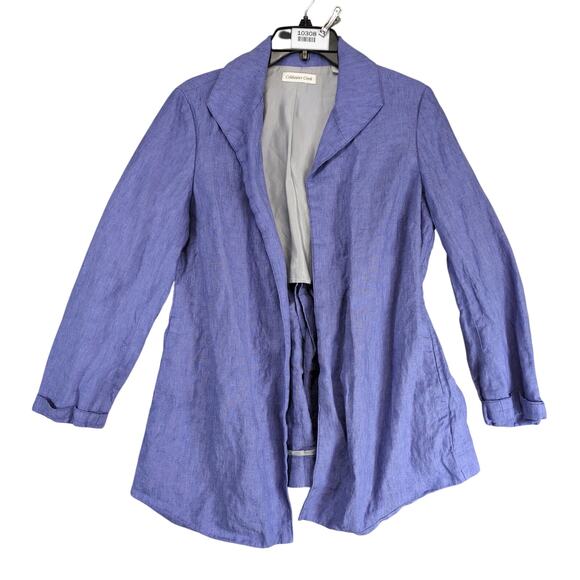 Coldwater Creek 100% Linen Purple Open Blazer Jacket Women's 10 P Preppy Cottage - Picture 1 of 10